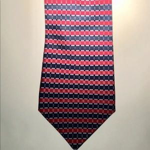 NWOT Hermès red and blue geometric tie, 100% silk